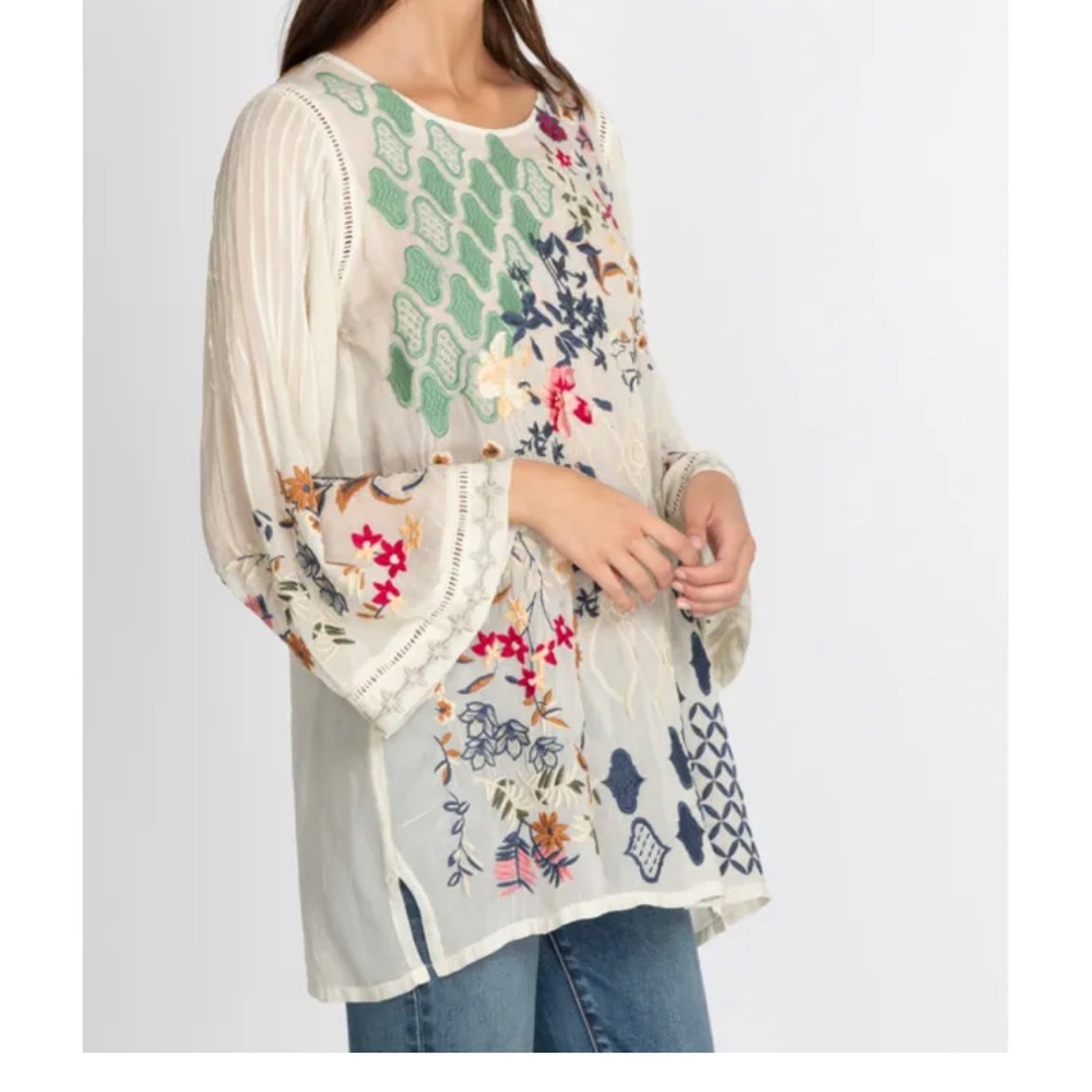 Johnny Was Sz M Esmeralda Embroidered Tunic